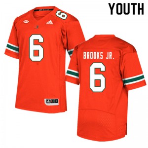 Youth Sam Brooks Jr. Orange Miami Hurricanes #6 NCAA Jerseys
