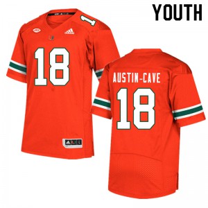 Youth Tirek Austin-Cave Orange Miami #18 Stitch Jerseys
