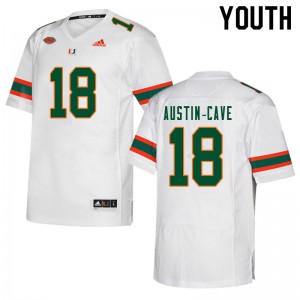 Youth Tirek Austin-Cave White University of Miami #18 University Jerseys