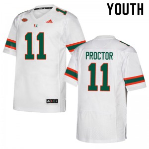 Youth Carson Proctor White Miami #11 Embroidery Jersey