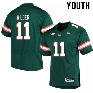 Youth De'Andre Wilder Green Hurricanes #11 Football Jerseys