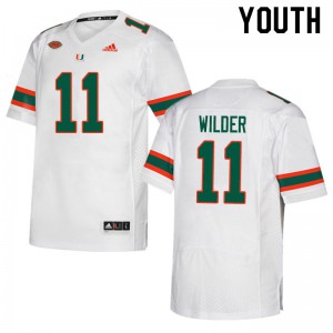 Youth De'Andre Wilder White Miami #11 Stitch Jersey