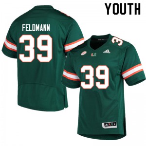 Youth Gannon Feldmann Green University of Miami #39 Embroidery Jersey