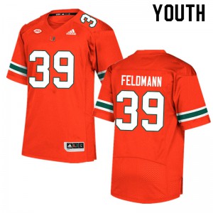 Youth Gannon Feldmann Orange Hurricanes #39 College Jersey