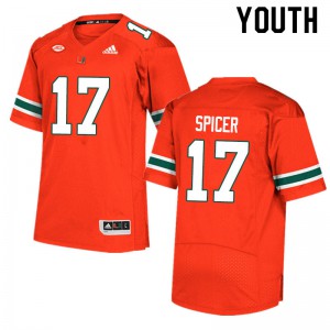 Youth Jack Spicer Orange Miami #17 Player Jerseys