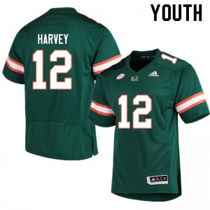 Youth Jahfari Harvey Green Miami #12 Football Jersey