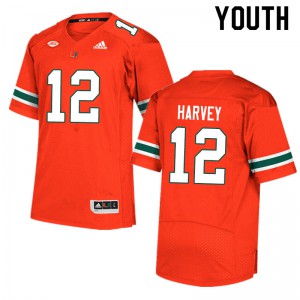Youth Jahfari Harvey Orange Hurricanes #12 College Jersey
