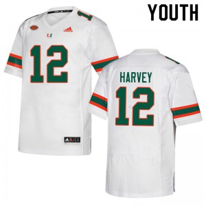 Youth Jahfari Harvey White University of Miami #12 Stitched Jerseys