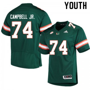 Youth John Campbell Jr. Green Miami Hurricanes #74 Official Jersey