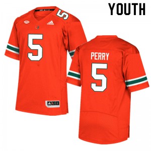 Youth N'Kosi Perry Orange University of Miami #5 NCAA Jersey