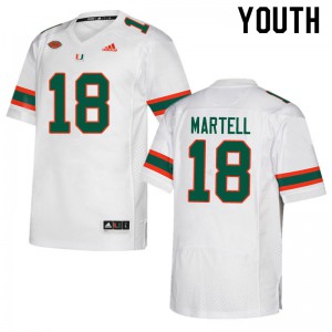 Youth Tate Martell White University of Miami #18 Stitch Jerseys