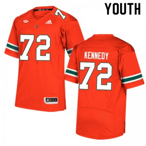 Youth Tommy Kennedy Orange Miami #72 Official Jersey