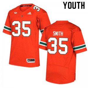 Youth Zac Smith Orange Miami #35 College Jersey