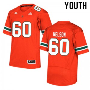Youth Zion Nelson Orange Miami Hurricanes #60 Football Jerseys