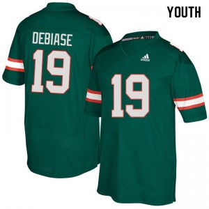 Youth Augie DeBiase Green University of Miami #19 High School Jerseys