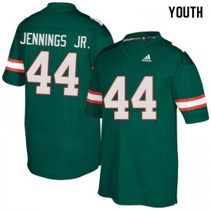 Youth Bradley Jennings Jr. Green Miami Hurricanes #44 Stitch Jerseys