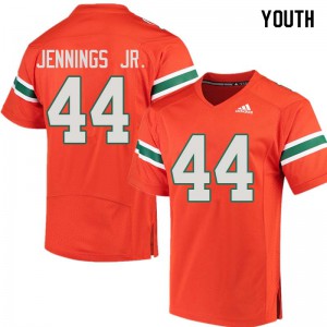 Youth Bradley Jennings Jr. Orange University of Miami #44 Stitched Jersey