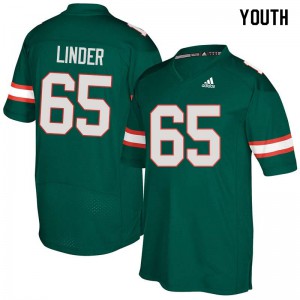 Youth Brandon Linder Green Miami #65 Stitch Jerseys