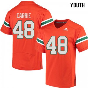 Youth Calvin Carrie Orange Miami Hurricanes #48 High School Jersey