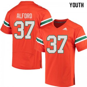 Youth Colvin Alford Orange Hurricanes #37 Football Jersey