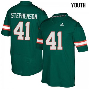 Youth Darian Stephenson Green Miami Hurricanes #41 Embroidery Jersey