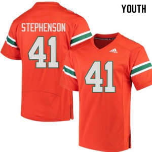 Youth Darian Stephenson Orange Miami Hurricanes #41 Stitched Jersey