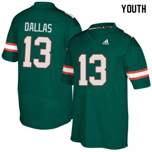 Youth DeeJay Dallas Green Miami Hurricanes #13 Player Jerseys