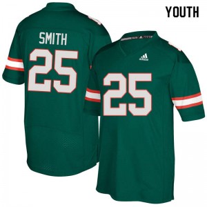 Youth Derrick Smith Green Miami Hurricanes #25 Official Jersey