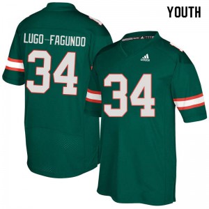 Youth Elias Lugo-Fagundo Green Miami Hurricanes #34 Stitch Jerseys