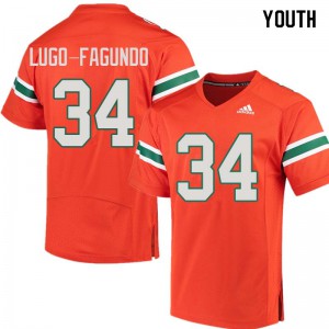 Youth Elias Lugo-Fagundo Orange Miami Hurricanes #34 College Jersey