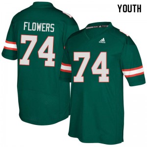 Youth Ereck Flowers Green Miami Hurricanes #74 Football Jersey