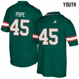 Youth Jack Pope Green Miami #45 Embroidery Jersey