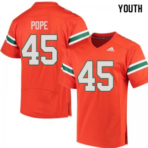 Youth Jack Pope Orange Miami #45 Player Jerseys