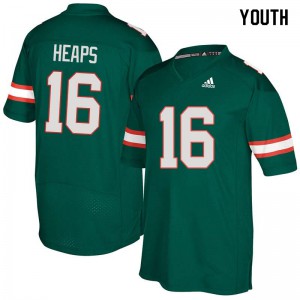 Youth Jake Heaps Green Miami Hurricanes #16 Official Jerseys