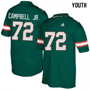 Youth John Campbell Jr. Green Hurricanes #72 High School Jersey