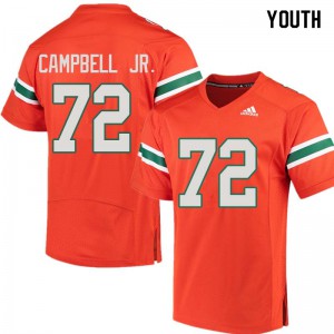 Youth John Campbell Jr. Orange Miami #72 Football Jersey