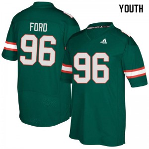 Youth Jonathan Ford Green University of Miami #96 Player Jerseys