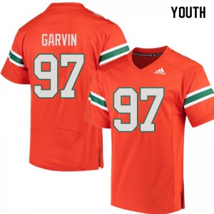 Youth Jonathan Garvin Orange Miami Hurricanes #97 High School Jersey