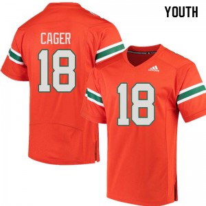 Youth Lawrence Cager Orange Miami Hurricanes #18 Embroidery Jersey