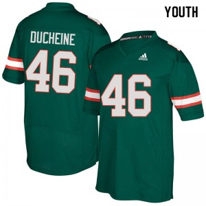 Youth Nicholas Ducheine Green University of Miami #46 Embroidery Jersey