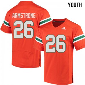Youth Ray-Ray Armstrong Orange Miami Hurricanes #26 Stitched Jersey