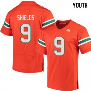 Youth Sam Shields Orange Miami #9 High School Jerseys