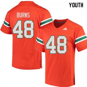 Youth Thomas Burns Orange University of Miami #48 Stitched Jersey