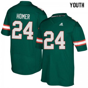 Youth Travis Homer Green Miami #24 College Jerseys