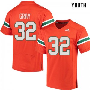 Youth Trayone Gray Orange Hurricanes #32 NCAA Jersey