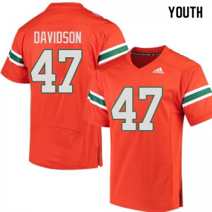 Youth Turner Davidson Orange University of Miami #47 Official Jersey