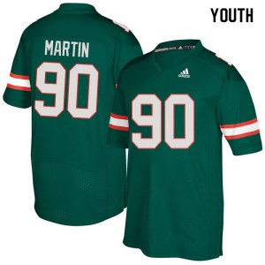 Youth Tyreic Martin Green Miami #90 Official Jerseys
