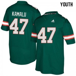 Youth Ufomba Kamalu Green University of Miami #47 Embroidery Jerseys
