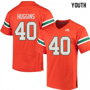 Youth Will Huggins Orange Miami Hurricanes #40 Embroidery Jersey