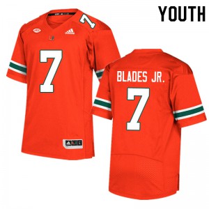 Youth Al Blades Jr. Orange Miami #7 University Jerseys
